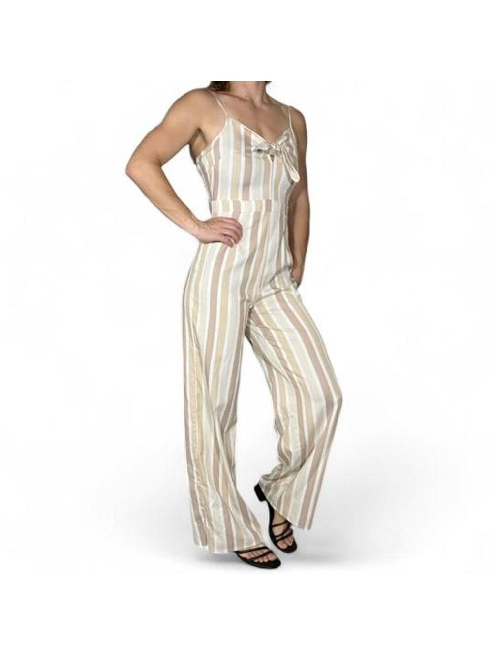 Romeo and Juliet Couture Cream and Beige Jumpsuit